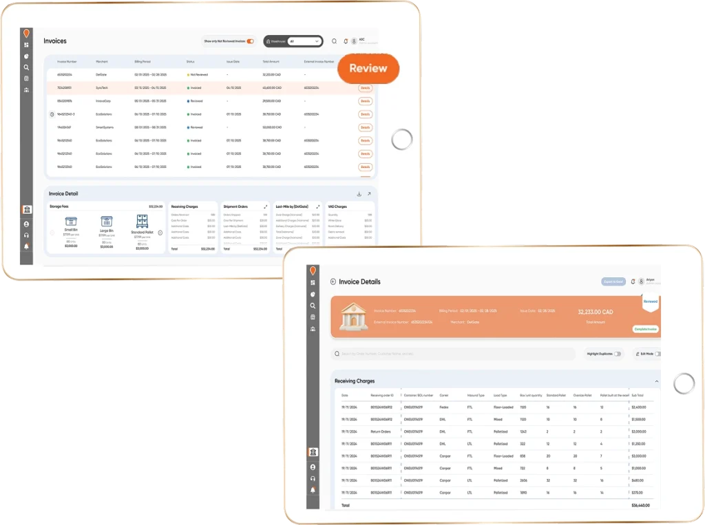 Detailed invoice view